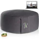BACKLAXX ® Yoga Kissen, Meditationskissen XL 35cm [30% mehr Sitzfläche], 15cm hoch mit Buchweizenfüllung, perfektes Meditation Zubehör, Yogakissen rund inkl. Videokurs - Pouf Sitzkissen Boden