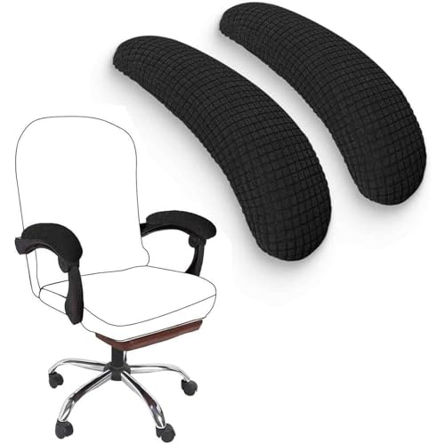COYUN 2Pcs Bürostuhl Arm Armlehne Abdeckungen, dehnbar Polyester Bürostuhl Schutz Abdeckungen entlastet Ellenbogen Beschwerden Bürostuhl Bezug Armlehnen Polster,Länge-40cm,Schwarz