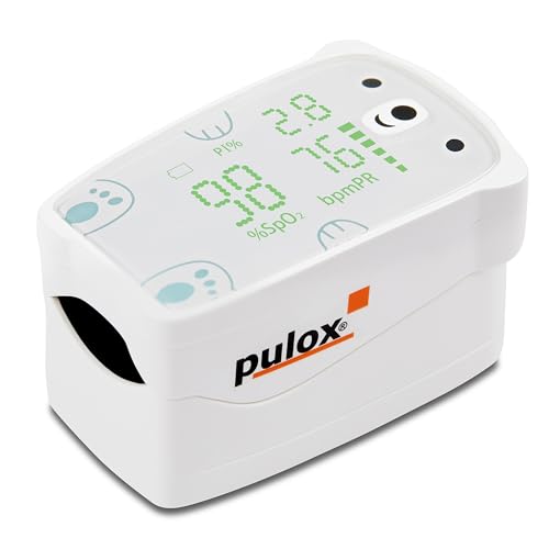 Pulox PO-235 Pulsoximeter für Kinder zur Messung von Sauerstoffsättigung, Pulsrate und PI - Mit Alarmfunktion