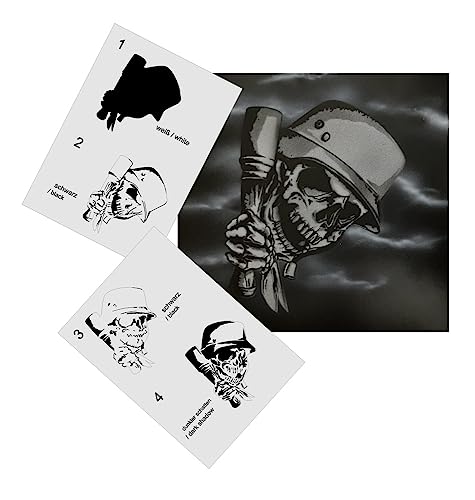 AS-346 Skull, Schädel Step by Step Airbrushschablone Größe M