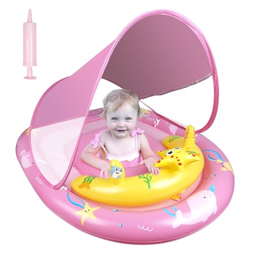 Schwimmring Baby mit Sonnendach, Baby Schwimmring mit Verstellbarem Sicherheitssitz, Kleinkind-Schwimmkörper für 6-24 Monate Babies Kinder Kleinkinder.
