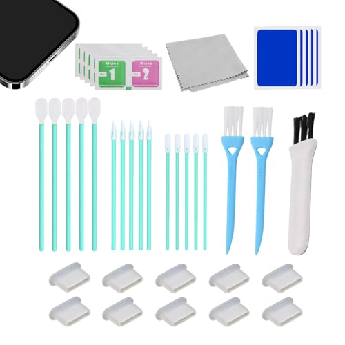 Celiodd 39 Stück USB C Reinigungsset,10 Stück Handy Reinigungsset,Handy Putzset USB C Reinigung Geeignet zum Reinigen von USB-Ladeanschluss und Kopfhöreranschluss mit 1 Bürste