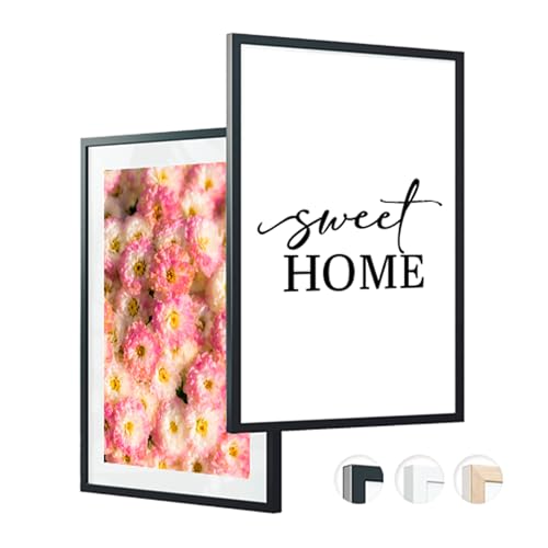 edihome, Bilderrahmen A3, (2 Stück), 29,7 x 42, Holz, Photo Frame, Rahmen din a3, für Diplome, bruchsicheres Acrylglas, für Poster und Bilder, Hoch- und Querformat (Schwarz, 2 Stück)