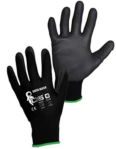 CXS Brita Arbeitshandschuhe (12 Paar) - Rutschfeste Montagehandschuhe Nahtlos - Ideal für Reparaturen, Feinarbeiten, Automobilindustrie, Autoservice, Werkstatt (Schwarz, 11)