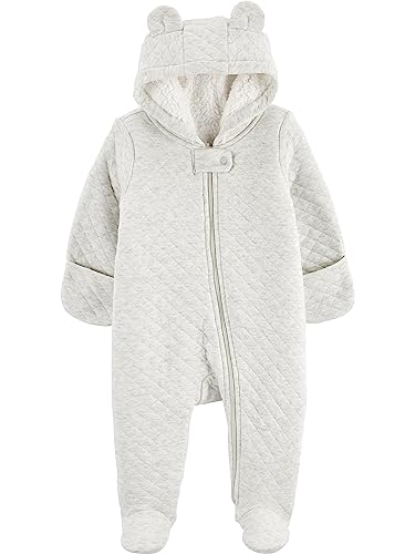 Simple Joys by Carter's Unisex-Baby Footed Jumpsuit Pram Fleece-Overall mit Fuß, Grau, Neugeborene