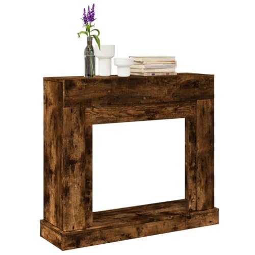 Gecheer Kaminumrandung, Dekorative Kaminkonsole, Kaminsims Dekokamin für Wohnzimmer, Kaminattrappe Kaminverkleidung Räuchereiche 100x30x87,5 cm Holzwerkstoff