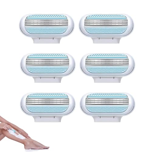 Rasierer-Ersatzklingen für Damen, 3-lagiges Präzisionsdesign, einfaches Ersatzsystem, langanhaltende glatte Rasur, ideal für Badezimmer, Reisen und Strand (6)