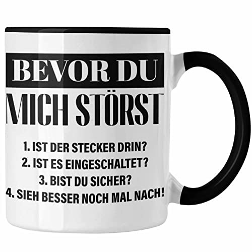 Trendation - IT Techniker Geschenk Tasse Support IT Informatiker Geschenk Lustiger Spruch Männer (Schwarz)