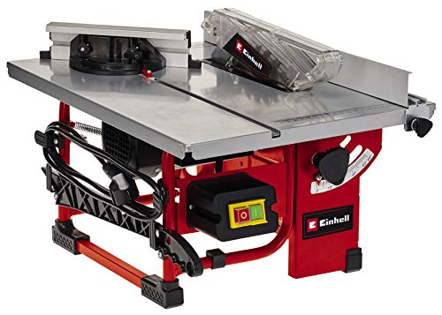 Die Einhell Tischkreissäge TC-TS 200 (800 W, 45 mm Schnitthöhe, Ø 200 mm Sägeblatt, Winkelanschlag, Sägeblattneigung, Schiebestock)