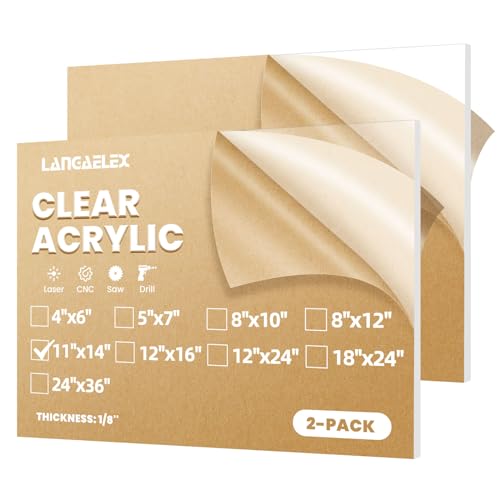 Langaelex 2er Set Acrylglas Platten Transparent 3mm, 28 x 35 cm Acrylplatten ultra klare Kunststoffplatten für Laserschneiden, Glasersatz, Projektausstellung