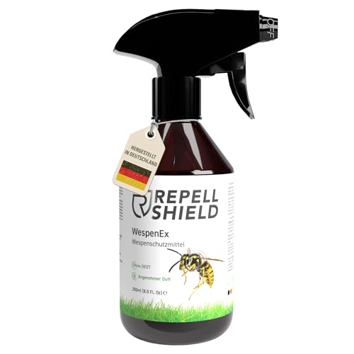 RepellShield® Natürliches Wespenspray - 250ml - Präzise Vertreibung durch Insektenspray als Wespen Abwehr - Zitrusduft - Effektives Anti Wespen Outdoor Spray auch gegen Hornissen & Bienen