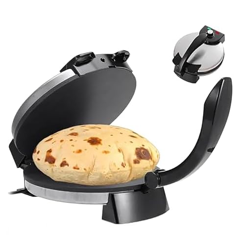 Electric Roti Maker, 2000-W-Roti-Maker-Maschine, Doppelseitiges Erhitzen, Einstellbare Temperatur, 12-Zoll-Größe, Nicht-Schichtplatten Für Einfache Chapati-Herstellung, Pfannkuchen, Crepes / Omelettes