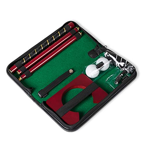 Froster Büro-Golf-Set, im Transportköfferchen, tragbarer Golfschläger/Putter, 2 Bälle, Becher, für Indoor-Putting