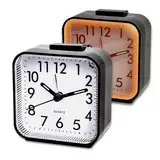 CIMOYBAI 2 Stücke Wecker Analog Ohne Ticken, Schwarz Wecker mit Licht, Batteriebetrieben, Schlummerfunktion, Tragbarer Wecker, Leuchtendes Display, Leise Klein Reisewecker für Tiefschläfer