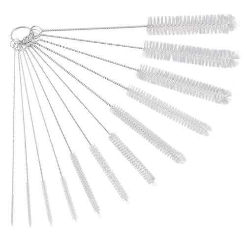 Reinigungsbürsten,12 Stück Strohhalm Bürste Set, Nylon 21cm Lang Flaschenbürste, Heizkörperbürste, Strohhalm Reinigungsbürste, Kleine Reinigungsbürste Weiß