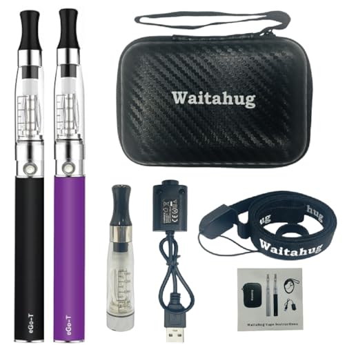 Vapes Starter Kit eGo-T Kits komplett-2 Packungen 1100mAh eGo T Batterien für Ecigs Vape Stifte für E Vapes, E Zigaretten, Vaper，E-zigarette aufladbar, Kein E-Liquid Kein Nikotin (1 schwarz + 1 lila)