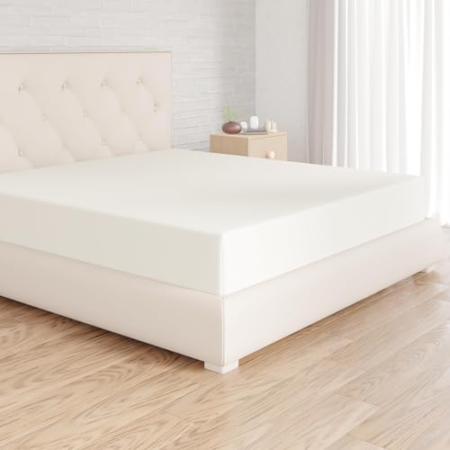 Amazon Basics Spannbettlaken, 180 x 200 x 30 cm, Mikrofaser, Spannbetttuch - Matratzenhöhe bis 30 cm, Creme