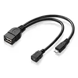 adaptare 40228 USB-OTG Adapter-Kabel Micro-USB 2.0-Stecker USB-Buchse Typ A + Strom-Anschluss für Externe Festplatte, Fire TV Stick und andere Geräte