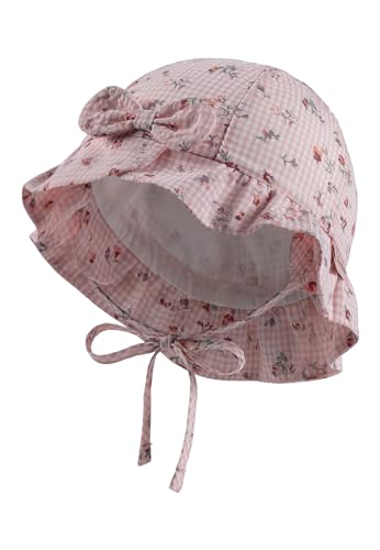 Sterntaler Kinderhut Vichy Karo Bindeband - Mädchen Kinderhut mit UV -Schutz 50 aus Baumwoll -Mischgewebe - Schirmmütze für Kinder - perlrosa, 51