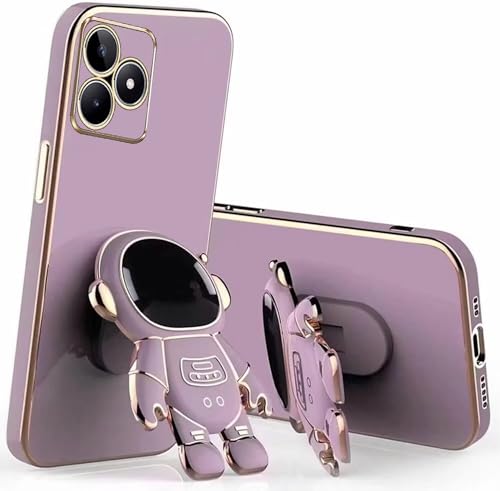 Miagon Kreativ Astronaut Ständer Hülle für Realme C53,Cute Mädchen Dünn Galvanisierte Schutzhülle Weiches Case Bumper mit Astronaut Halter Kickständer