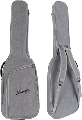 Shaman EGB-102 GY Premium-Line E-Bass Tasche - Wasserabweisendes und reißfestes Außenmaterial - Gepolsterte, verstellbare Rucksack-Gurte und Aufsatztasche - Gigbag mit verstärktem Tragegriff