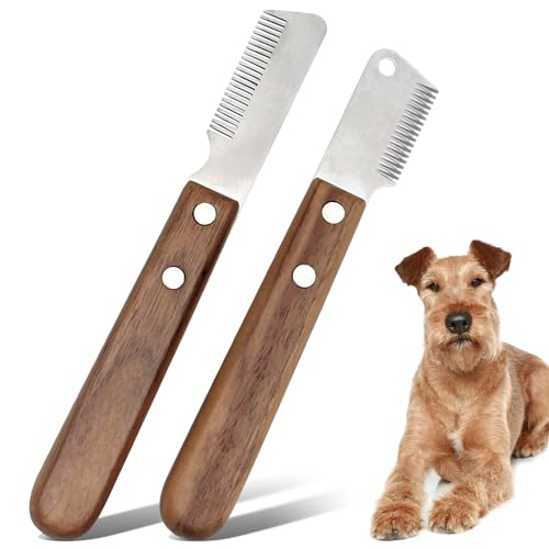 Cimvidi Trimmmesser für Hunde, 2-Teiliger Satz Haustier Trimmer Edelstahl Trimmer Set Hundefellpflege Haustier Produkte Haarkratzer Kamm Geeignet Für Katzen Hunde