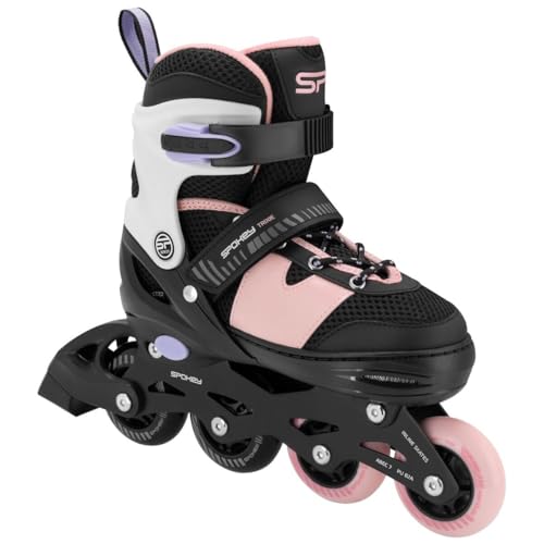 Kinder Inliner Verstellbar für Mädchen und Jungen - Inline-Skates Größenverstellbar - 4 Rollen aus PU - ABEC7 Kugellager - SPOKEY Trixie (Rosa, 39-42)