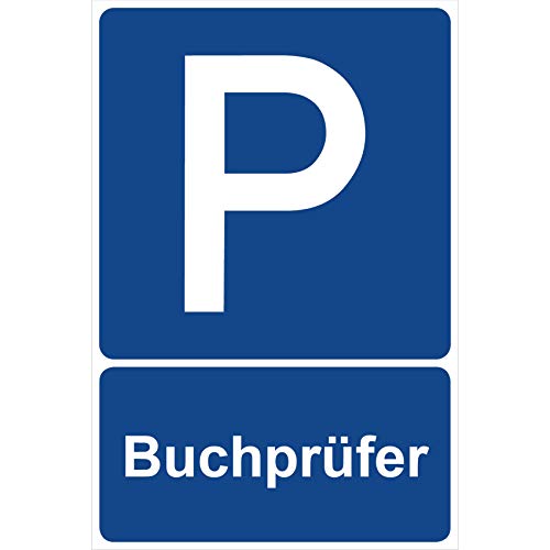 Parkplatzschild Buchprüfer Parken Schild Blau 30 x 20 x 0,3 cm Kunststoff Parkplatzmakierung Parken Parkplatzschilder Parkplatz Hinweisschild, Verbotsschild, Parkplatz Freihalten