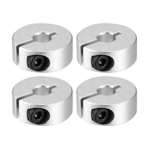 PATIKIL Geteilte Stellringe 8mm Bohrung 25mm OD 8mm Dicke, 4er Pack Aluminiumlegierung Tiefenanschlagringe Klemm mit Gewindestift für die Maschinenbauindustrie, Silber