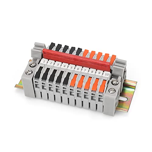 DIYCUT 10 Stück Reihenklemmen Hutschiene, Grau 0,5-2,5mm² Hutschienen Klemmen zum Schnellen Verdrahten, Durchgangsklemme für Präzise Leitende Elektrische Verbindungsklemmen (Orange und Schwarz)