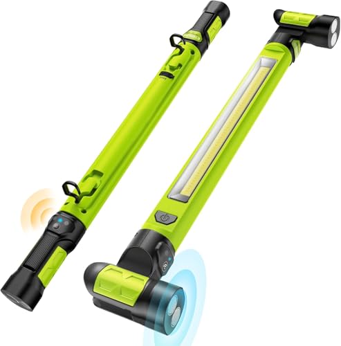 LED Werkstattlampe, ETOOLAB LED Arbeitsleuchte, 5200 mAh, Echte 1200lm, Motorraumleuchte mit Magneten, Baustrahler, 360°Haken, Anwesenheits-Sensor, für Camping, Baustelle,Garage, Grün