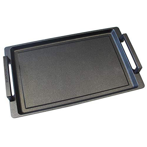 Eurolux Teppanyaki Grillplatte 41 x 24 cm beschichtet - mit Seitengriffe - alle Herdarten inkl. Induktion & Grill - glatte Antihaft Oberfläche - Made in Germany