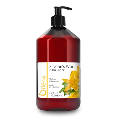 onzentriertes Johanniskrautöl: Gesichts- und Körperbehandlung, Entspannendes und Beruhigendes Massageöl, Natürliches Feuchtigkeits- und Hautpflegemittel - 500 ml