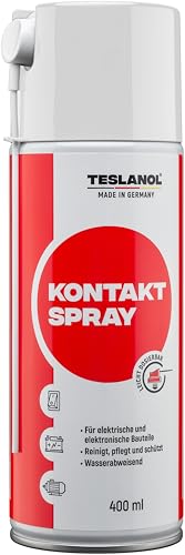 TESLANOL 26026 Kontaktspray für Elektronik / Schalter Autobatterie Motor / Elektro Kontaktreiniger entfernt Öl & Fett / T6 Oszillin Kontakt Spray / 400ml