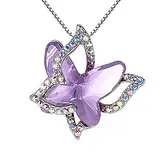 ROMIDA Kristall Schmetertling Halskette aus Sterlingsilber 925 mit Zirkonia, Schmetterlingshalsband Schmuck Geschenke für Frauen Gold kette Muttertag Schmuck Geschenke für Frauen Geburtstag/Jahrestag