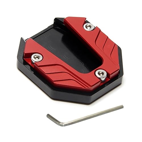 Ashuxxn Motorrad Ständer Fuß Seitenverlängerung Pad Unterlage Fuß-Verbreiterung Ständer Platte Universal Motorrad Seitenständer Motorrad Seitenständer Verlängerung Pad CNC Aluminium (Rot)