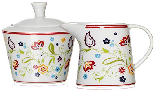 Ritzenhoff & Breker Zuckerdose und Milchkännchen Set Doppio Shanti, 2-teilig, Porzellan , Floral