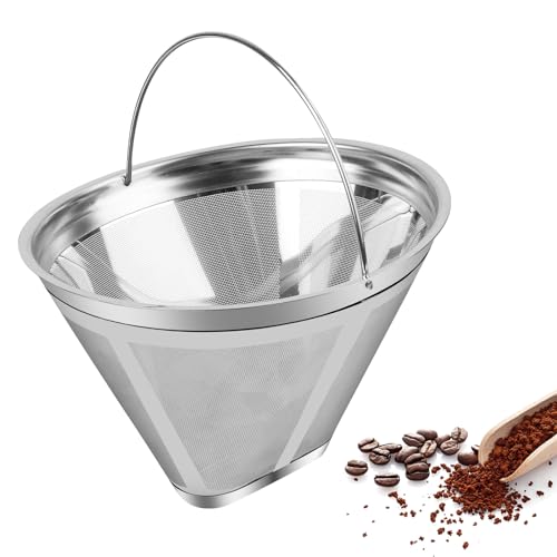 Fonyet Kaffeefilter Größe 4 Wiederverwendbar Kaffeefilter Edelstahl Kaffee Dauerfilter mit Griff, Waschbar Kaffee Filter für Herstellung von Manuellem Kaffee