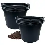 Hossi's Wholesale 10x Baueimer 20l aus Kunststoff, stabile Maurerkübel, Mörtelkübel für Baustelle und Garten