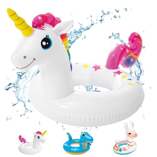 POPOYU Aufblasbares Schwimmring Kinder,Pool Tiere Aufblasbar Spielzeug,Pool Party Einhorn Dino Flamingo Schwimmreifen,Sommer Wasser Pool Floatie Pool Ring für Schwimmbad-Party, Strand Partyzubehör
