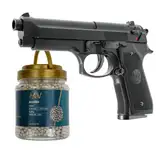 OpTacs Set Airsoft Beretta M9 World Defender 0,5 Joule 6 mm BB Federdruck Softair + H&N Sport Softair Munition Accu BBS Premium 4000 Stück 0,20 g 6mm