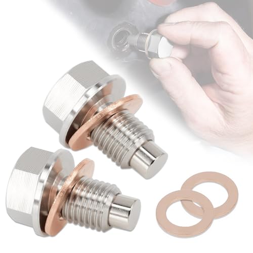 2 Stück Magnetische Ölablassschraube, M12 x 1,25 Magnetische Dichtung Ölwannenablassmutter, Ölwannenwanne Aus Rücklaufablassschraube Auto Adapter mit 4 Dichtungen