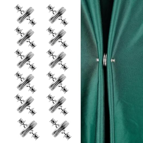 Yuqilin 12 Paare Vorhang Magnetknopf, Raffhalter Magnetisch Vorhang Magnetischer Verschluss Gewichte Gardinen Duschvorhang Magnet Zubehör,für Schlafzimmer Wohnzimmer Esszimmer Badezimmer Büro(Silber)