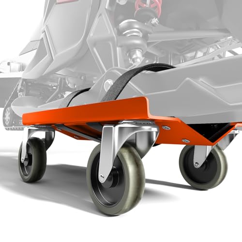 Schneemobil-Dolly Sets, robuste V-Slide mit 6,3 cm PP/TPR-Schwenkrollen und Gummi-Pad, schützt Skier, 680 kg Kapazität, Orange