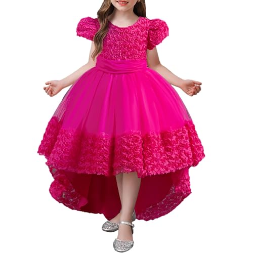 Mädchen Kleider 140 - Kinder BlumenMädchen Spitze Hochzeit Party Formale Langes Kleid RöCke Hinten Vorne Kurz Mädchen