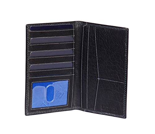 RFID Echtes Leder Bifold Reise Busfahrschein Halter Kreditkarte Geldbörse HLG18 (Schwarz)