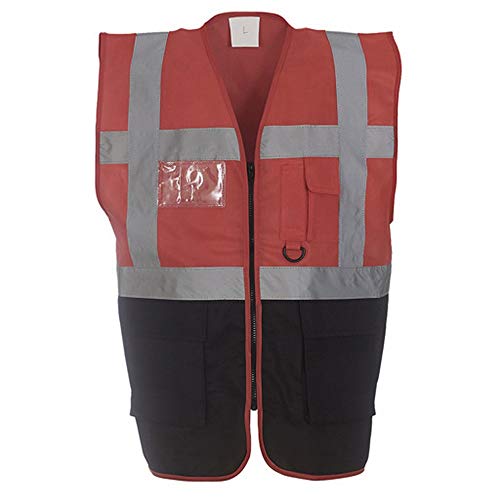 Yoko Hi-Vis Premium Executive Weste für Männer (XL) (Rot/Schwarz)