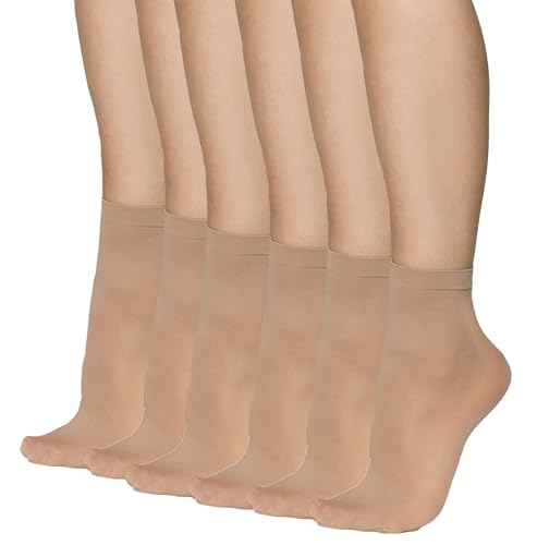 Annes styling Knöchellange Damensocken - 40 DEN, blickdichte Mikrofaser, mattes Finish, bequemer Bund, Einheitsgröße, klassische, lässige Bürosocken für Damen Cloe 40, 6 Pairs Visone