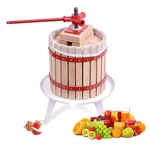 Aufun 12L Obstpresse Fruchtpresse aus Buchenholz inkl. Presstuch, manuelle Weinpresse Saftpresse Maischepresse Obstmühle (Obstpresse, 12L)