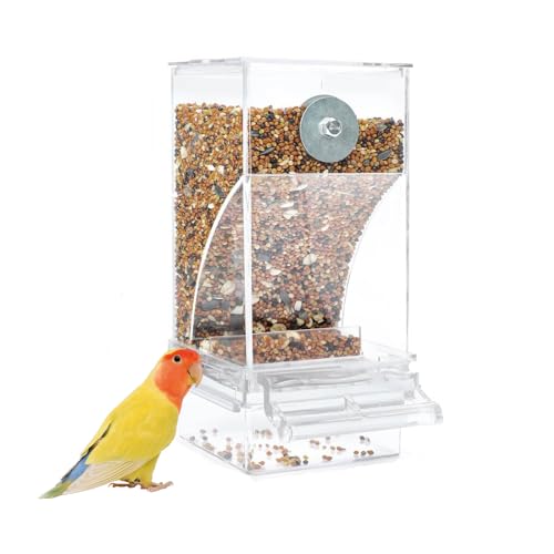 Futterspender Wellensittich, Wellensittich Futterspender Futterspender Vogel Transparent Vogelfutterspender Käfig Futterautomat für Klein Papageien Vogel Futterspender